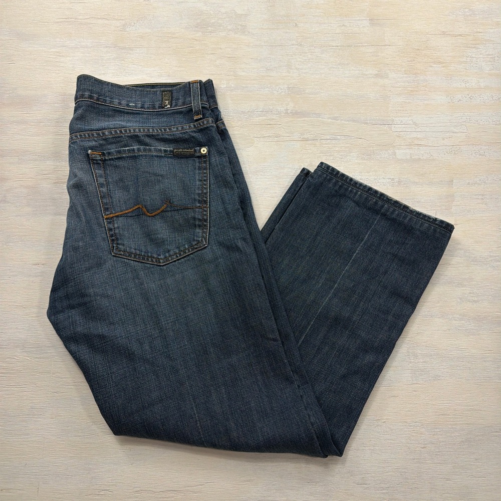7 For All Mankind Jeans Austyn 34 Relaxed Straight Leg Medium Wash Blue Mens